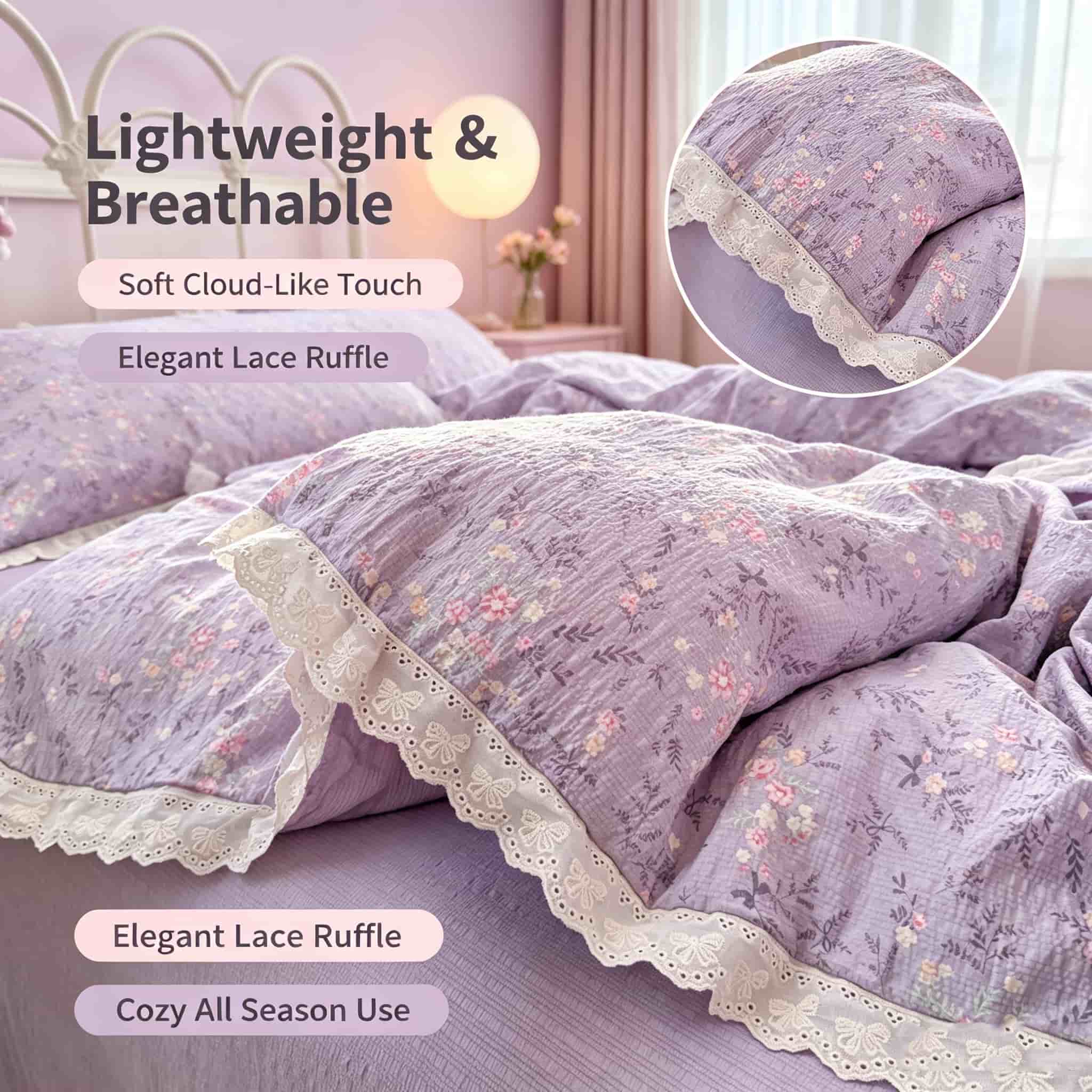 Aesthetic Floral Duvet Cover - طقم مفروشات سرير بتصميم 