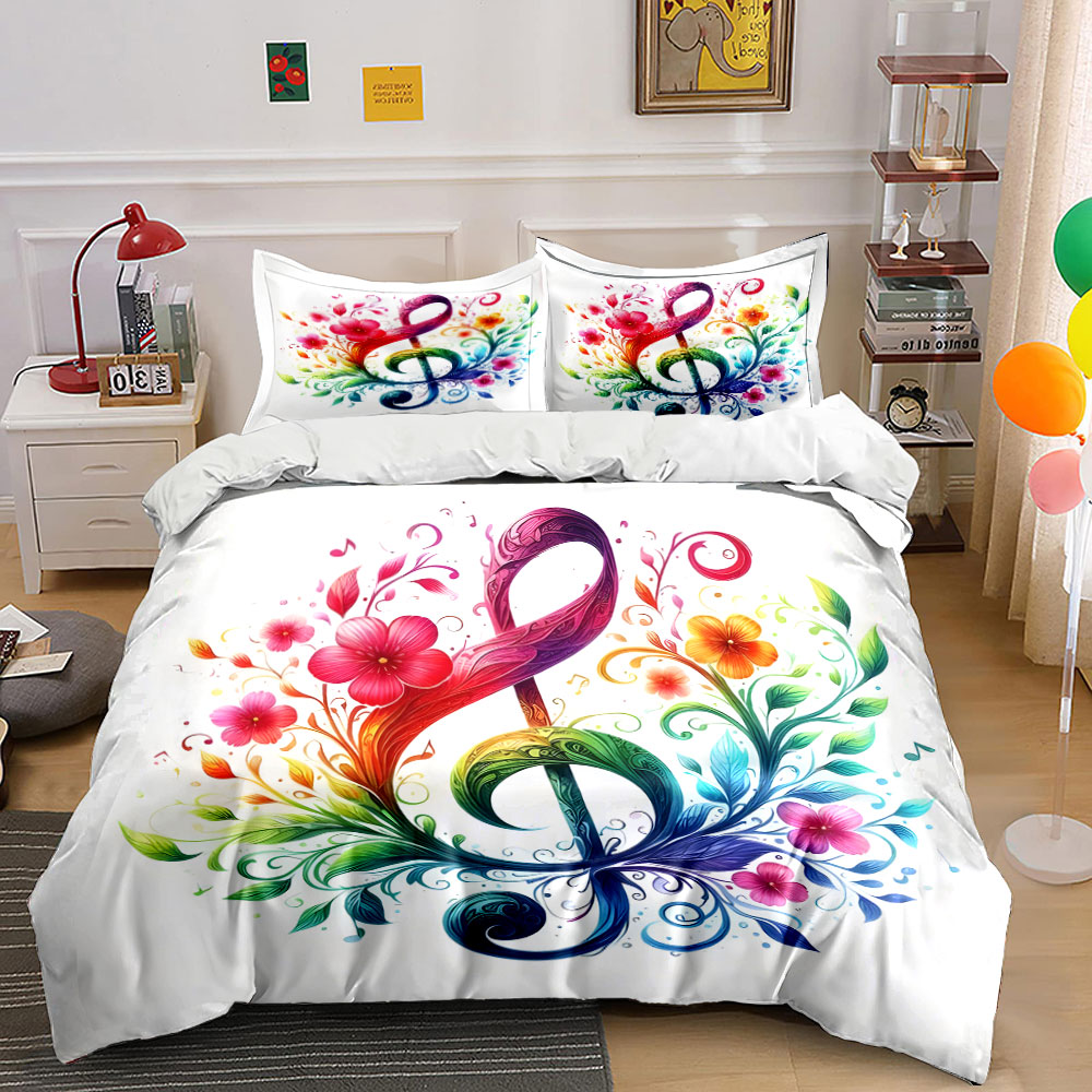 Duvet Cover Sets With Zipper - طقم غطاء لحاف بنمط زهور نابضة