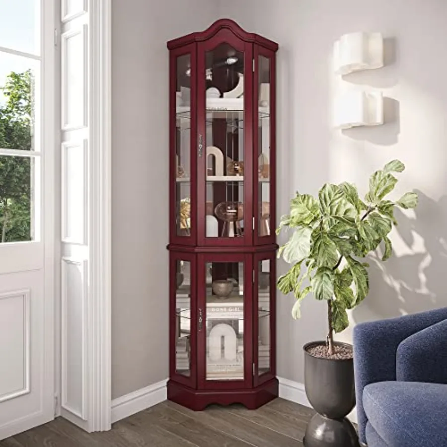 Storage & Organization - وحدة رفوف خشبية لعرض الزوايا المضاءة
