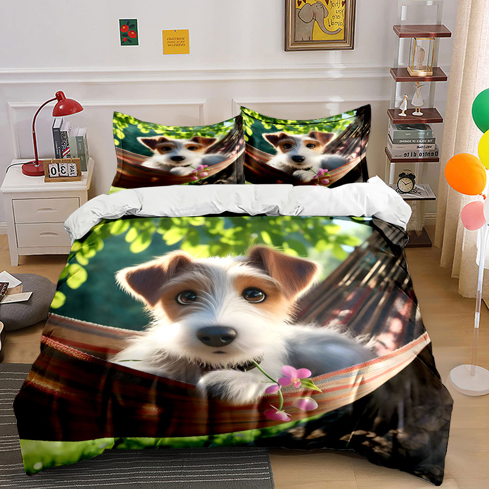 Duvet Cover Sets With Zipper - طقم غطاء لحاف بنمط كلب جاك
