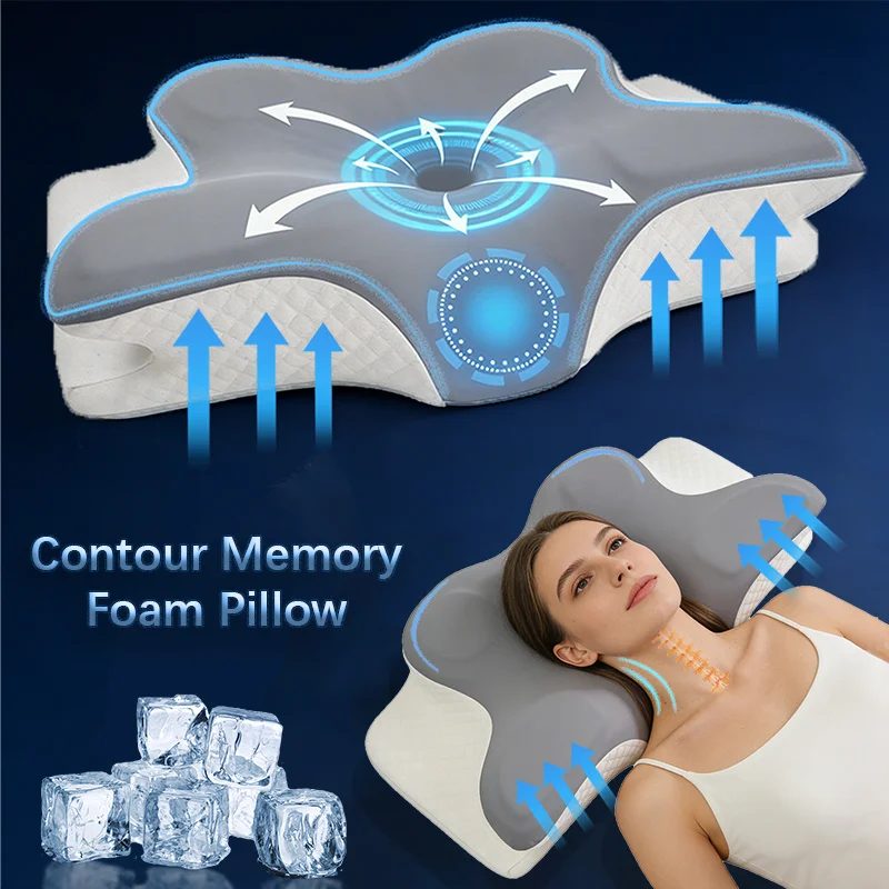 Memory Foam Orthopedic Pillow Neck Pain - وسادة من الفوم الميموري، وسادة عنقية