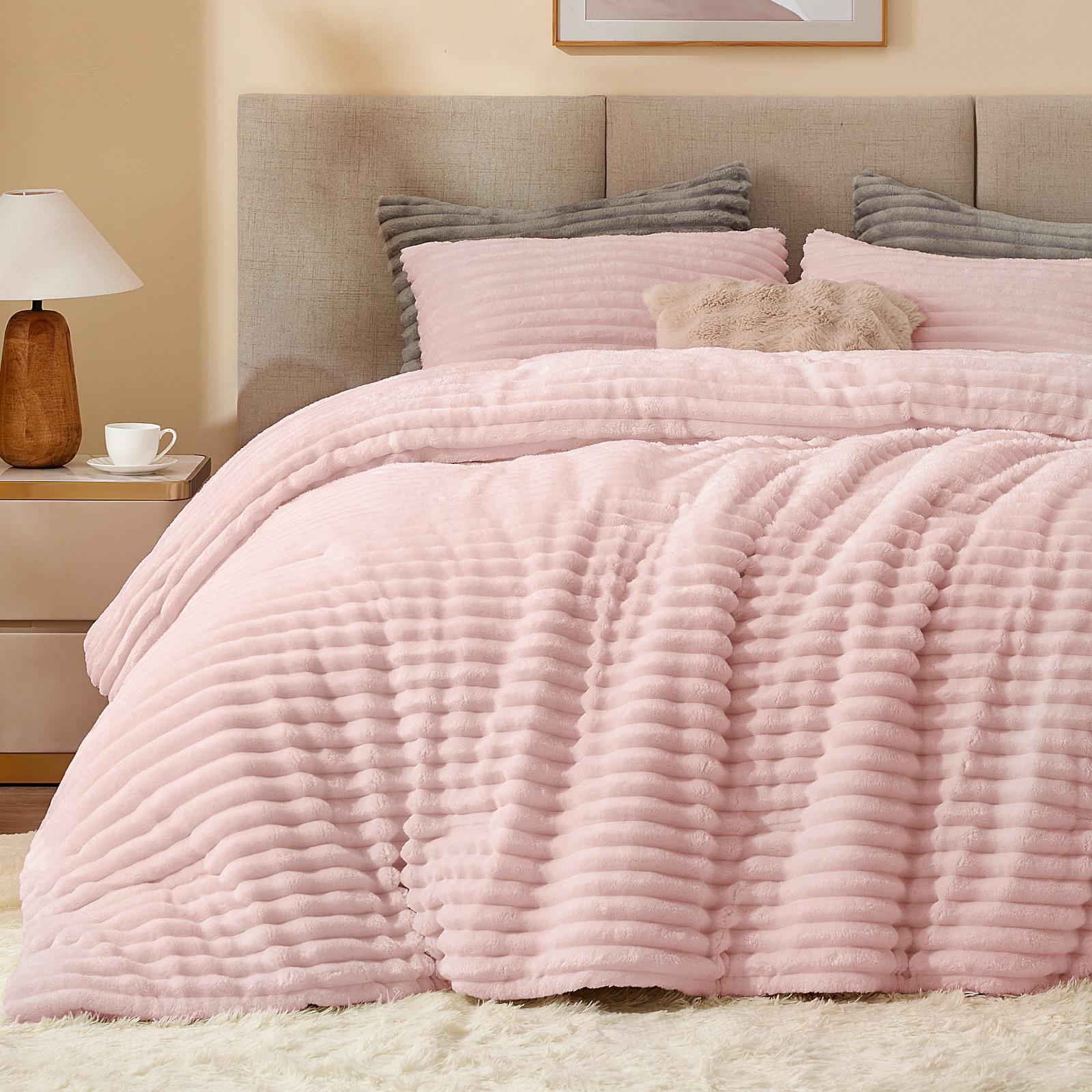 Fluffy Fleece Comforter King Size - طقم لحاف فرو ناعم للغاية وسميك