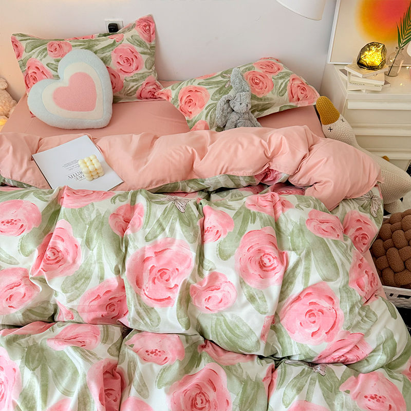 Duvet Cover Sets With Zipper - الوردي الوردي حاف مجموعة غطاء مع