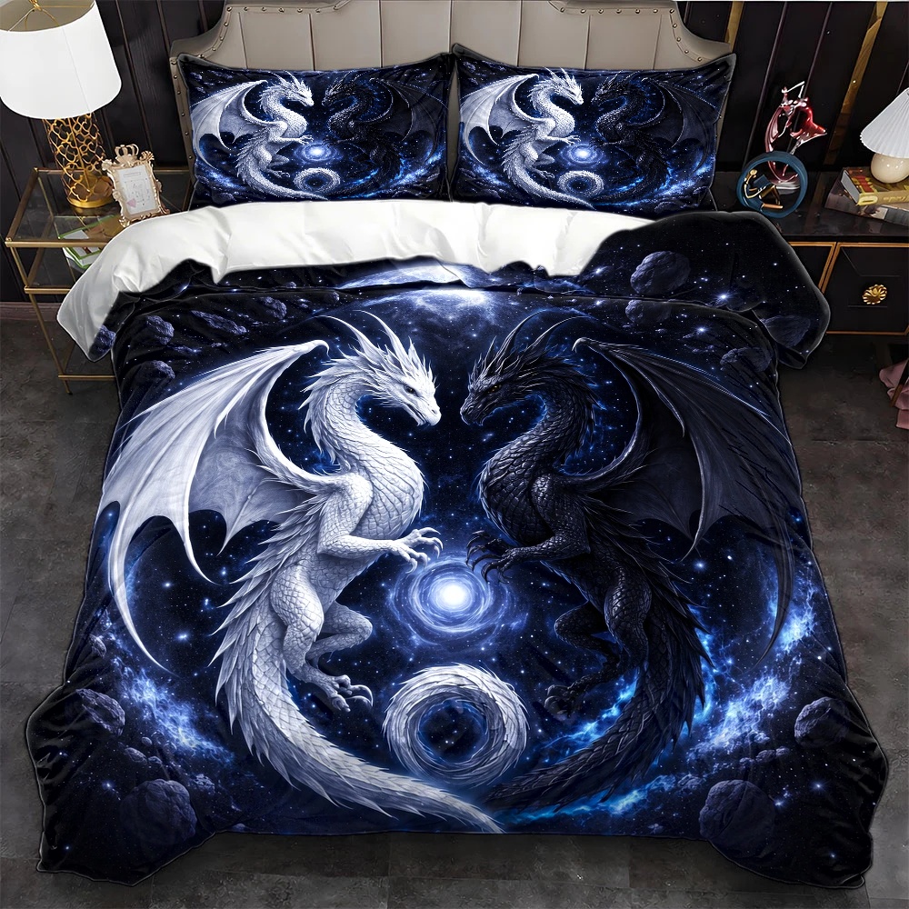 Duvet Cover Sets With Zipper - طقم غطاء لحاف بتصميم تنين السماء