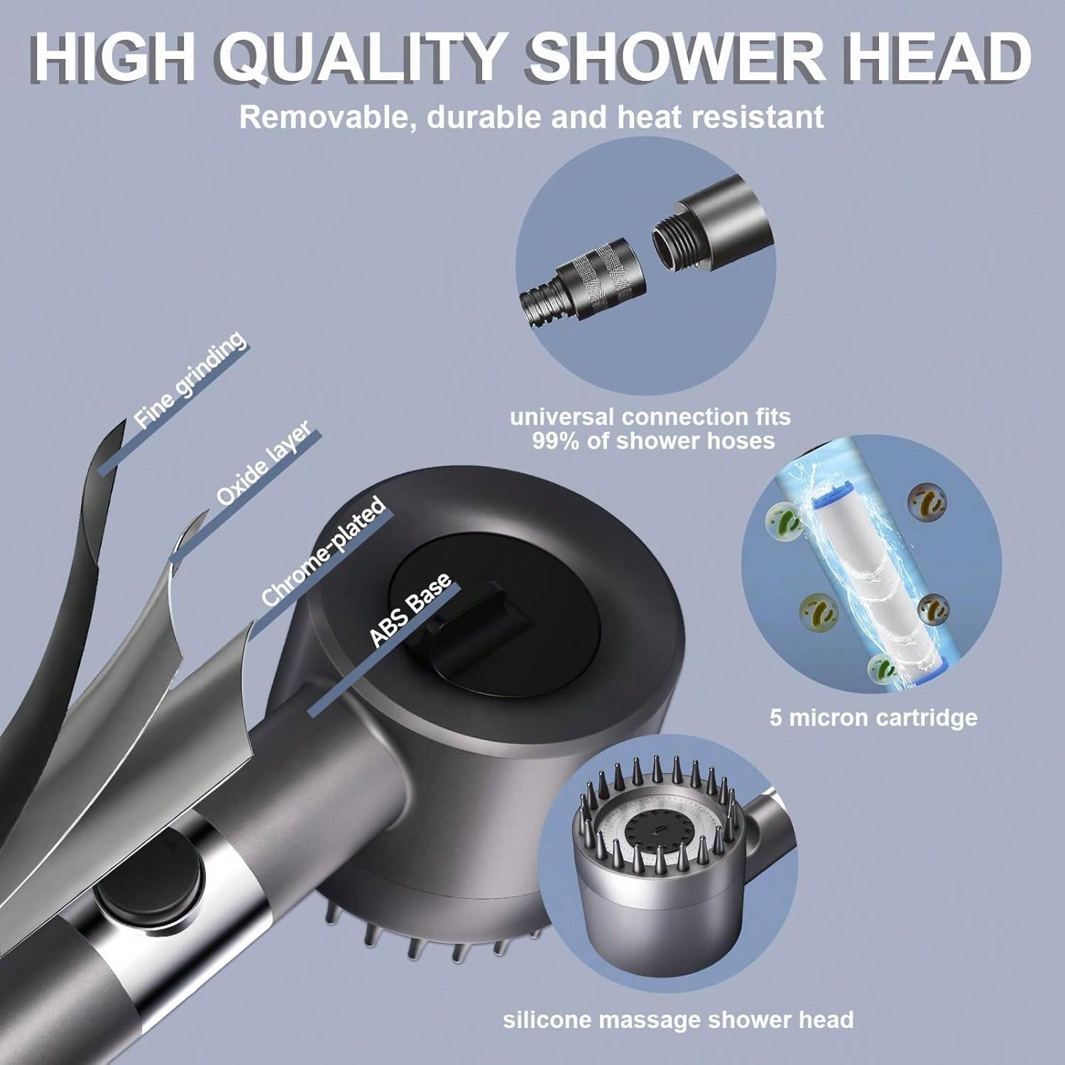 رأس دش يدوي عالي الضغط مع 5 فل - مراجعة High Pressure Shower Head Handheld وسعره