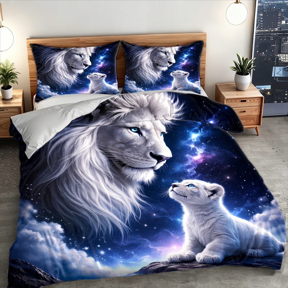 طقم غطاء لحاف بتصميم أسد السما - مراجعة Duvet Cover Sets With Zipper وسعره