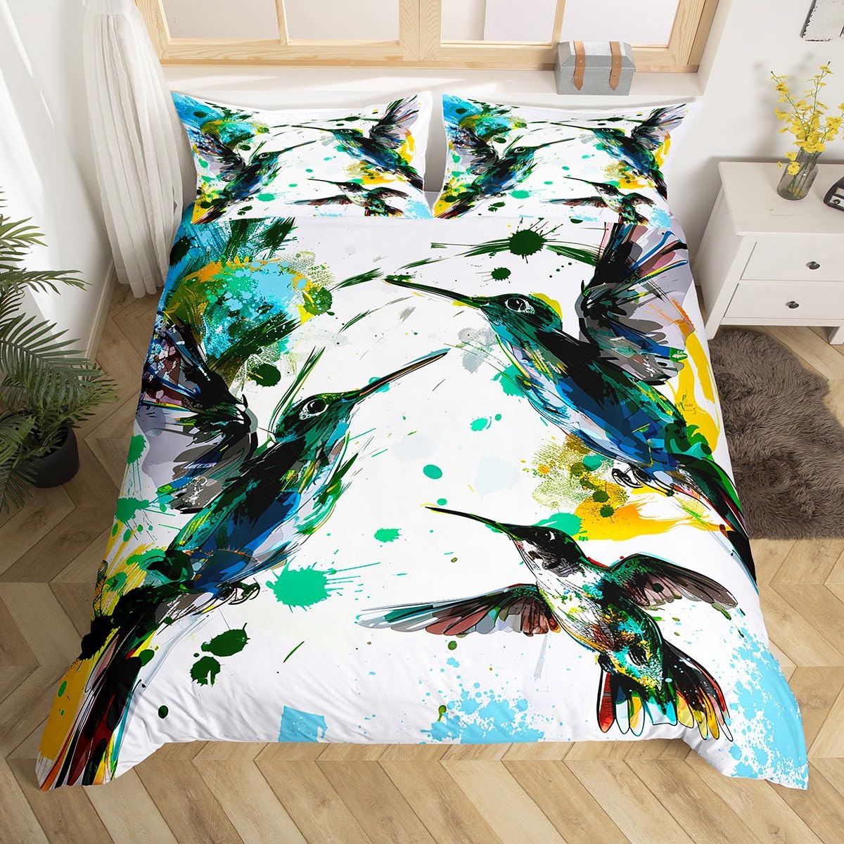 Hummingbird Bedding Set Luxury - مراجعة Aesthetic Floral Duvet Cover وسعره