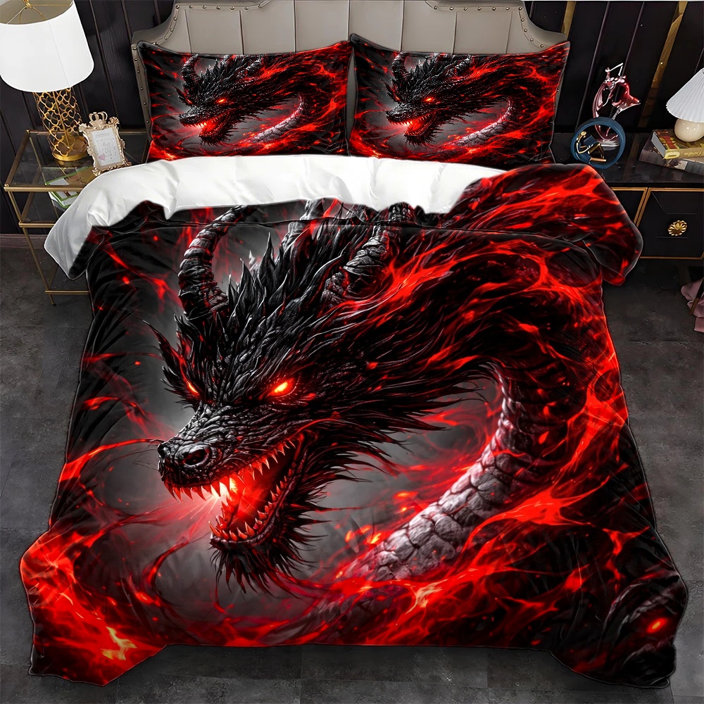 طقم غطاء لحاف دارك دراغون من 3 - مراجعة Duvet Cover Sets With Zipper وسعره